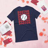 Retro Boston Baseball Emblem Fanatic T-Shirt: Gift Ideas for Him & Her, Baseball Enthusiasts & Lovers - Vintage Game Day Shirt - Navy, Back