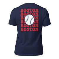 Retro Boston Baseball Emblem Fanatic T-Shirt: Gift Ideas for Him & Her, Baseball Enthusiasts & Lovers - Vintage Game Day Shirt - Navy, Back