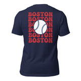 Retro Boston Baseball Emblem Fanatic T-Shirt: Gift Ideas for Him & Her, Baseball Enthusiasts & Lovers - Vintage Game Day Shirt - Navy, Back
