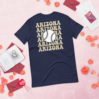 Retro Arizona Baseball Emblem Fanatic T-Shirt: Gift Ideas for Him & Her, Baseball Enthusiasts & Lovers - Vintage Game Day Tee - Navy, Back