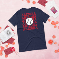 Retro Arizona Baseball Emblem Fanatic T-Shirt: Gift Ideas for Him & Her, Baseball Enthusiasts & Lovers - Vintage Game Day Shirt - Navy, Back