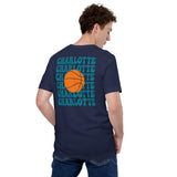 Bday & Christmas Gift Ideas for Basketball Lover, Coach & Player - Senior Night, Game Outfit & Attire - Charlotte B-ball Fanatic Shirt - Navy, Back