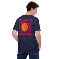 Bday & Christmas Gift Ideas for Basketball Lovers, Coach & Player - Senior Night, Game Outfit & Attire - Houston B-ball Fanatic T-Shirt - Navy, Back