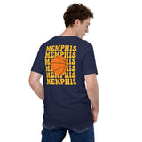 Bday & Christmas Gift Ideas for Basketball Lover, Coach & Player - Senior Night, Game Outfit & Attire - Memphis B-ball Fanatic T-Shirt - Navy, Back