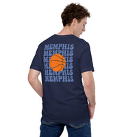 Bday & Christmas Gift Ideas for Basketball Lovers, Coach & Player - Senior Night, Game Outfit & Attire - Memphis B-ball Fanatic T-Shirt - Navy, Back