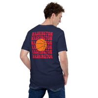 Bday & Christmas Gift Ideas for Basketball Lovers, Coach & Players - Senior Night, Game Outfit & Attire - Washington B-ball Fanatic Tee - Navy, Back