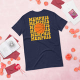 Bday & Christmas Gift Ideas for Basketball Lover, Coach & Player - Senior Night, Game Outfit & Attire - Memphis B-ball Fanatic T-Shirt - Navy, Back