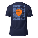 Bday & Christmas Gift Ideas for Basketball Lovers, Coach & Player - Senior Night, Game Outfit & Attire - Memphis B-ball Fanatic T-Shirt - Navy, Back