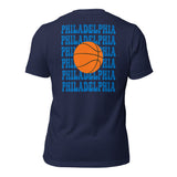 Bday & Christmas Gift Ideas for Basketball Lovers, Coach & Players - Senior Night, Game Outfit - Philadelphia B-ball Fanatic T-Shirt - Navy, Back