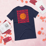 Bday & Christmas Gift Ideas for Basketball Lovers, Coach & Players - Senior Night, Game Outfit & Attire - Washington B-ball Fanatic Tee - Navy, Back