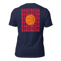 Bday & Christmas Gift Ideas for Basketball Lovers, Coach & Players - Senior Night, Game Outfit & Attire - Washington B-ball Fanatic Tee - Navy, Back