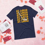 Hockey Game Outfit & Attire - Bday & Christmas Gift Ideas for Hockey Players & Goalies - Retro St. Louis Hockey Emblem Fanatic T-Shirt - Navy, Back