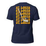 Hockey Game Outfit & Attire - Bday & Christmas Gift Ideas for Hockey Players & Goalies - Retro St. Louis Hockey Emblem Fanatic T-Shirt - Navy, Back