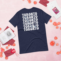 Hockey Game Outfit & Attire - Bday & Christmas Gift Ideas for Hockey Players & Goalies - Retro Toronto Hockey Emblem Fanatic T-Shirt - Navy, Back
