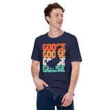 Silly Goose Retro Indie Aesthetic T-shirt - Mallard, Widgeon, Geese Shirt - Cottagecore, Farmcore Tee for Granola Girl & Guy - Navy