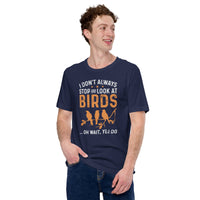 Bird Nerd T-Shirt - Nice Tits, Tufted Titmouse Tee for Birdwatcher, Avian Lover & Outdoorsy Birder - I Always Look At Birds Shirt - Navy