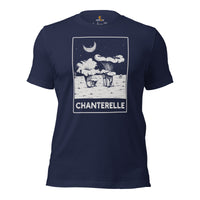 Camping & Hiking T-Shirt - Mushroom Shirt - Presents, Gift Ideas for Happy Campers & Hikers, Nature Lovers - Chanterelle Fungi T-Shirt - Navy