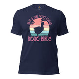 Funny Meme T-Shirt - Cool Presents, Gift Ideas for Video Gamers, Bird Lovers - Typical Gamer Shirt - A Girl Who Loves Dodo Birds T-Shirt - Navy
