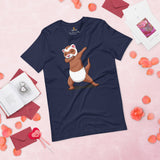 Adorable Dabbing Ferret T-Shirt - Fuzzy Sable Weasel Shirt - Gift for Ferret Parents & Animal Lovers - Mustela Rescue & Adoption Tee - Navy