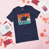 Raccoon 80s Retro Aesthetic T-Shirt - Trash Panda & Street Cat Shirt - Gift for Raccoon Lovers - Opossum Tee - Wildlife Rescue Shirt - Navy