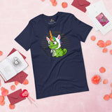 Adorable Chameleon Unicorn T-Shit - Reptile Addict & Charm Shirt - Ideal Gift for Lizard Dad/Mom & Owner - Amphibians, Lacertilia Shirt - Navy