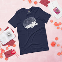 Adorable Hedgehog T-Shirt - Porcupine Shirt - Ideal Gift for Hedgie Dad/Mom & Pet Lovers - Rodent, Spiky Mammal & Woodland Animal Tee - Navy