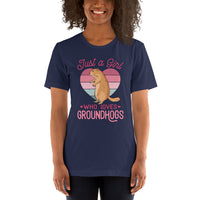 Furry Potato Shirt - Just A Girl Who Loves Groundhogs T-Shirt - Cavy Lovers Tee - Ideal Gift for Rodent & Animal Lovers - Zoology Shirt - Navy