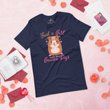Furry Potato Shirt - Just A Girl Who Loves Guinea Pigs T-Shirt - Cavy Lovers Tee - Ideal Gift for Rodent & Animal Lovers - Zoology Tee - Navy