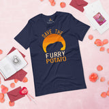 Guinea Pig T-Shirt - Save The Furry Potato Retro Sunset Aesthetic Shirt - Ideal Gift for Cavy, Rodent & Animal Lovers - Zoology Shirt - Navy