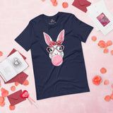 Rabbit & Hare T-Shirt - Easter Buck Bunny Blowing Bubble Shirt - Ideal Gift for Rabbit Dad/Mom & Whisperer, Animal Lovers & Pet Owners - Navy