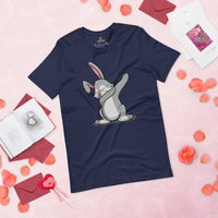 Adorable Dabbing Rabbit & Hare T-Shirt - Easter Buck Bunny Tee - Ideal Gift for Rabbit Dad/Mom & Whisperer, Animal Lovers & Pet Owners - Navy