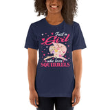 Just A Girl Who Loves Squirrels Floral T-Shirt - Chipmunk, Gerbil, Nutcracker Tee - Gift for Squirrel Mom, Whisperer, Lovers & Feeders - Navy