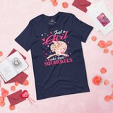 Just A Girl Who Loves Squirrels Floral T-Shirt - Chipmunk, Gerbil, Nutcracker Tee - Gift for Squirrel Mom, Whisperer, Lovers & Feeders - Navy