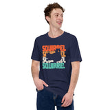 Squirrel 80s Retro Aesthetic T-Shirt - Chipmunk, Gerbil, Nutcracker, Woodland Animal Tee - Gift for Squirrel Dad/Mom, Lover & Feeder - Navy