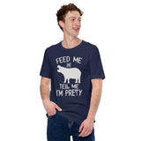 Hippopotamus T-Shirt - Pygmy Hippo, River Horse Shirt - Ideal Gift for Hippo & Wild Animal Lovers - Feed Me & Tell Me I'm Pretty Shirt - Navy