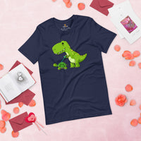 T-Rex Dinosaur Walking Turtle T-Shirt - Tortoise Shirt - Loggerhead, Land, Sea & Nautical Turtle Shirt - Ideal Gift for Turtle Lovers - Navy