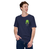 Adorable Tortoise In Pocket T-Shirt - Loggerhead, Land, Sea & Nautical Turtle Tee - Gift for Turtle & Animal Lovers - Safari Shirt - Navy