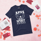 Gorilla, Monkey, Ape, Gibbon, Orangutan, Chimp, Chimpanzee Shirt - Apes Are My Spirit Animal Shirt - Gift for Ape Lovers - Zoo Shirt - Navy