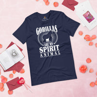 Gorilla, Ape, Gibbon, Orangutan, Chimp, Chimpanzee T-Shirt - Gorillas Are My Spirit Animal Shirt - Gift for Ape Lovers - Zoo Shirt - Navy