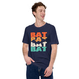 Bat 80s Retro Aesthetic T-Shirt - Flying Fox Shirt - Night Shift Shirt - Ideal Gift for Bat & Animal Lover - Biology & Zoology Shirt - Navy