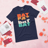 Bat 80s Retro Aesthetic T-Shirt - Flying Fox Shirt - Night Shift Shirt - Ideal Gift for Bat & Animal Lover - Biology & Zoology Shirt - Navy