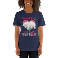 Polar Bear T-Shirt - Just A Girl Who Loves Polar Bears Shirt - Arctic Sea Bear, Marine Mammal Shirt - Gift for Polar Bear Lovers - Navy