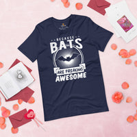 Because Bats Are Freaking Awesome T-Shirt - Flying Fox Shirt - Night Shift Shirt - Gift for Bat & Animal Lover - Biology & Zoology Tee - Navy