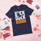 Mallard Duck Shirt - Gifts for Duck Hunters, Bird Lovers, Birdwatchers, Birders - Waterfowl Hunting T-Shirts - Funny Duck Duck Boom T-Shirt - Navy
