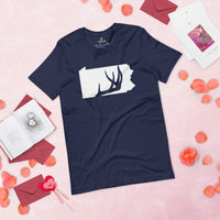 Deer T-Shirt - Buck Shirt - Gifts for Hunters, Outdoorsmen, Nature Lovers - Pennsylvania T-Shirt - Deer Hunting Shirts - Antler T-Shirt - Navy