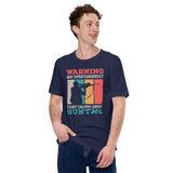 Hunting T-Shirt - Gifts for Hunters - Duck & Deer Hunting Season Shirt - Warning May Spontaneously Start Talking About Hunting Shirt - Navy