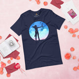 Bow Hunting T-Shirt - Gifts for Hunters & Archers - Deer & Buck Antlers Hunting Season Merch - Archery Girl Vaporwave Aesthetic Shirt - Navy