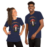 Moon Phases Aesthetic Goblincore & Spacecore T-Shirt - Fairycore, Cottagecore Tee for Forager, Mushroom Hunter & Astronomy Enthusiast - Navy, Unisex