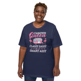 Glamper RV Campervan Shirt - Motorhome Road Trip, Overlanding, Boondocks Shirt - Camper Queen Classy Sassy & A Bit Smart Assy Shirt - Navy