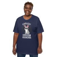 Coolest Rabbit Grandma T-Shirt - Easter Buck Bunny Shirt - Hare Shirt - Gift for Rabbit Grandma & Whisperer, Animal Lovers & Pet Owners - Navy, Plus Size